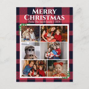 Cartes Pour Fêtes Annuelles Red Buffalo Plaid Noël vacances Photo moderne