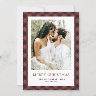 Cartes Pour Fêtes Annuelles Red Buffalo Plaid Photo Joyeux Noël
