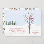 Cartes Pour Fêtes Annuelles Red Cardinal Bird Joyeuses Fêtes (Devant / Derrière)