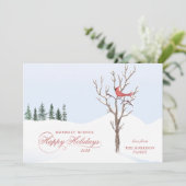 Cartes Pour Fêtes Annuelles Red Cardinal Bird Joyeuses Fêtes (Debout devant)