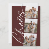 Cartes Pour Fêtes Annuelles Red Cheers minimal moderne élégant Script Noël (Devant)