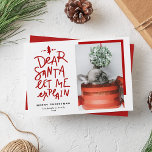 Cartes Pour Fêtes Annuelles Red Cher Père Noël Laissez-moi expliquer la photo<br><div class="desc">Cher Père Noël, laissez-moi vous expliquer ! Envoyez vos voeux de Noël avec cette carte de séjour festive et amusante. Il présente une citation lettrée à la main et une typographie simple. Personnalisez en ajoutant un message d'accueil, des noms, une photo et d'autres détails. Cette carte photo de Noël sera...</div>