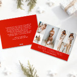 Cartes Pour Fêtes Annuelles RED Christmas Elegant 6 Collage Message photo<br><div class="desc">Partagez les moments forts de votre famille avec cette carte de Noël en revue qui présente un design simple, minimal et propre. Le devant comprend un collage moderne de 6 photos jumelé à l'accueil festif "Joyeux Noël" dans une élégante police serif sur une couleur rouge festive intemporelle, avec espace pour...</div>