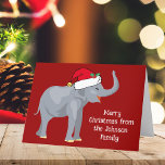 Cartes Pour Fêtes Annuelles Red Christmas Elephant mignon Enfants personnalisé<br><div class="desc">Les mignons animaux de vacances sont ma partie préférée de Noël. Un joli éléphant portant un chapeau de Père Noël rouge et qui a l'air heureux. Ça me remplit d'esprit de Noël. Personnalisez cette carte de vacances pour enfants avec votre message.</div>