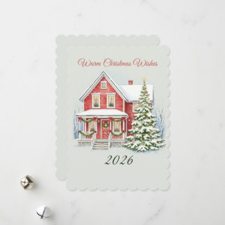 Cartes Pour Fêtes Annuelles Red Christmas House Holiday Card