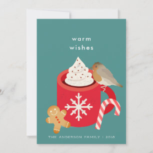 Cartes Pour Fêtes Annuelles Red Christmas Mug & Robin Christmas Holiday Card