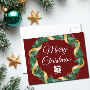 Cartes Pour Fêtes Annuelles Red Christmas Werath Custom Company Marketing