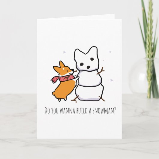 Cartes Pour Fêtes Annuelles Red Corgi Snowman | CorgiThings (Devant)