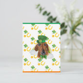 Cartes Pour Fêtes Annuelles Red Dachshund Shamrock St. Patricks Day (Debout devant)