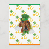 Cartes Pour Fêtes Annuelles Red Dachshund Shamrock St. Patricks Day (Devant)