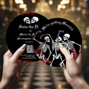 Cartes Pour Fêtes Annuelles Red Death Dancing Skeletons Mariage gothique