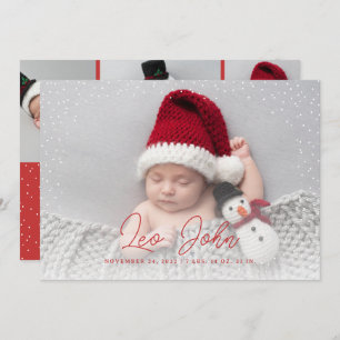 Cartes Pour Fêtes Annuelles Red Delicate Neige Pleine photo Noël bébé