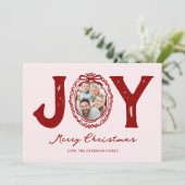 Cartes Pour Fêtes Annuelles Red Doodle Joy Photo Noël (Debout devant)