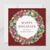 Cartes Pour Fêtes Annuelles Red En vichy Plaid Holly Berries (Devant)