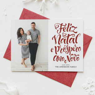 Cartes Pour Fêtes Annuelles Red Feliz Natal Calligraphie Noël Photo