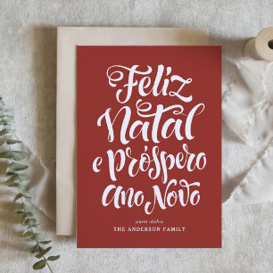 Cartes Pour Fêtes Annuelles Red Feliz Natal e Próspero Ano Calligraphie