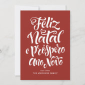 Cartes Pour Fêtes Annuelles Red Feliz Natal e Próspero Ano Calligraphie (Devant)