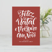 Cartes Pour Fêtes Annuelles Red Feliz Natal e Próspero Ano Calligraphie (Debout devant)