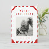 Cartes Pour Fêtes Annuelles Red Festive Frame Joyeux Noël Photo (Debout devant)