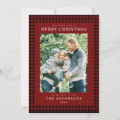 Cartes Pour Fêtes Annuelles Red Gingham Christmas Photo (Devant)