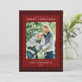 Cartes Pour Fêtes Annuelles Red Gingham Christmas Photo (Debout devant)