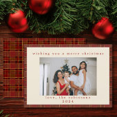 Cartes Pour Fêtes Annuelles Red Gold En vichy Plaid Photo personnalisée Noël