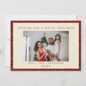 Cartes Pour Fêtes Annuelles Red Gold En vichy Plaid Photo personnalisée Noël (Devant)