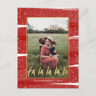 Cartes Pour Fêtes Annuelles Red & Gold Fa La La La La La Snowy Noël