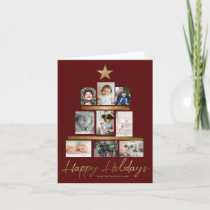 Cartes Pour Fêtes Annuelles Red Gold Happy Holidays Family Update Photo