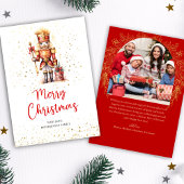 Cartes Pour Fêtes Annuelles Red Gold Nutcracker Photo Joyeux Noël