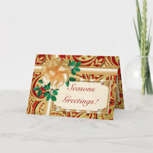 Cartes Pour Fêtes Annuelles Red Gold Paisley
