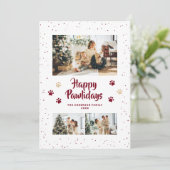 Cartes Pour Fêtes Annuelles Red Gold Photo Happy Pawlidays Card (Debout devant)