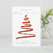 Cartes Pour Fêtes Annuelles Red Gold Tree 2024 Calendrier Joyeux Noël (Debout devant)