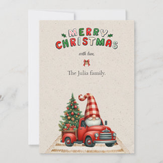 Cartes Pour Fêtes Annuelles 🎄Red & Green Santa Vintage Car Christmas