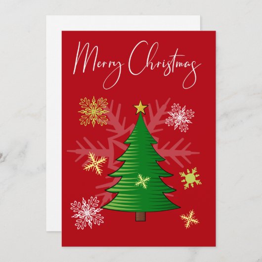 Cartes Pour Fêtes Annuelles Red Green White Snowflakes Joyeux Noël (Devant / Derrière)