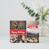 Cartes Pour Fêtes Annuelles Red Happy Holidays Photo Collage Noël (Debout devant)