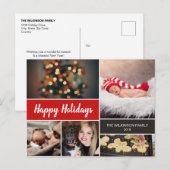 Cartes Pour Fêtes Annuelles Red Happy Holidays Photo Collage Noël (Devant / Derrière)