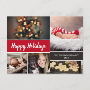 Cartes Pour Fêtes Annuelles Red Happy Holidays Photo Collage Noël