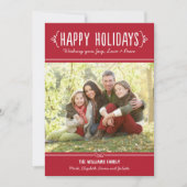Cartes Pour Fêtes Annuelles Red Happy Holidays Photo manuscrite de script (Devant)