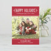 Cartes Pour Fêtes Annuelles Red Happy Holidays Photo manuscrite de script (Debout devant)