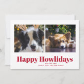 Cartes Pour Fêtes Annuelles Red "Happy Howlidays" des Chiens (Devant)