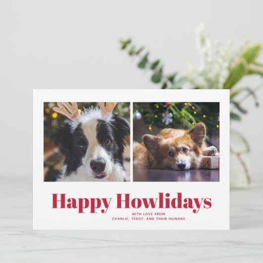 Cartes Pour Fêtes Annuelles Red "Happy Howlidays" des Chiens (Debout devant)
