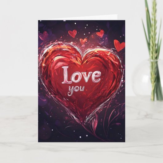 Cartes Pour Fêtes Annuelles Red Hear Love You (Devant)