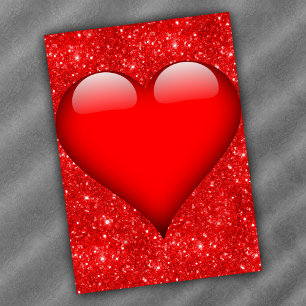 Cartes Pour Fêtes Annuelles Red Heart, Parties scintillant rouge Valentine