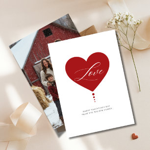Cartes Pour Fêtes Annuelles Red Heart Script Love Family Photo Valentines Day