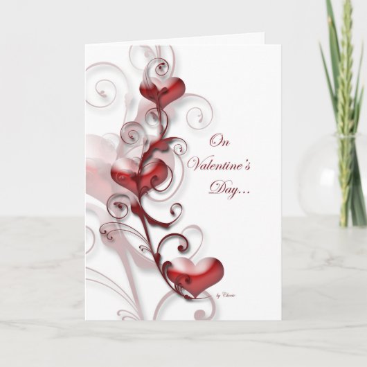 Cartes Pour Fêtes Annuelles Red Heart Swirls Valentine's Day Greeting Card (Devant)