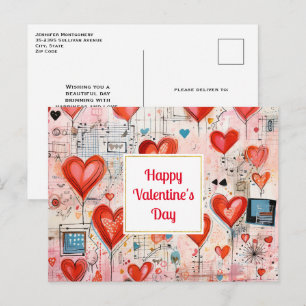 Cartes Pour Fêtes Annuelles Red Hearts Whimsical Love Motif Saint Valentin