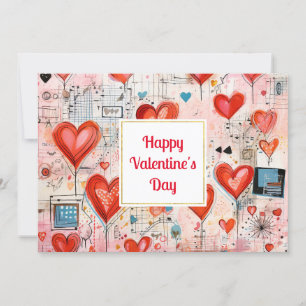 Cartes Pour Fêtes Annuelles Red Hearts Whimsical Love Motif Saint Valentin