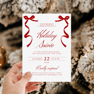Cartes Pour Fêtes Annuelles Red Holiday Soirée Main Drag Whimsical Bows