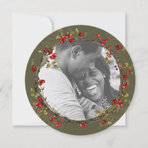 Cartes Pour Fêtes Annuelles Red Holly Berry Wreath Photo Noël